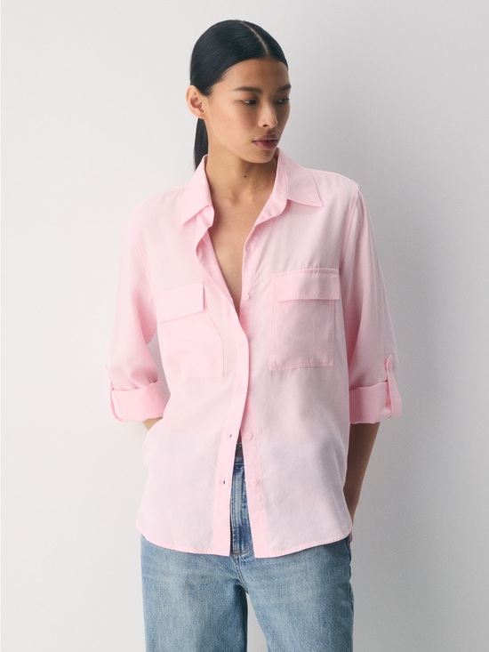 Aritzia Tops - Aritzia Babaton Pink Utility Button Down Shirt size S